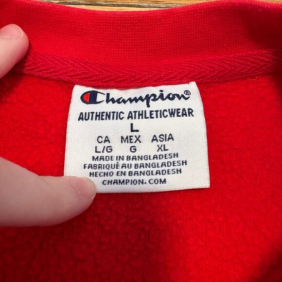 Champion Ohio State Buckeyes Sweatshirt Red Raised Script Pullover Womens Medium - Picture 3 of 6
